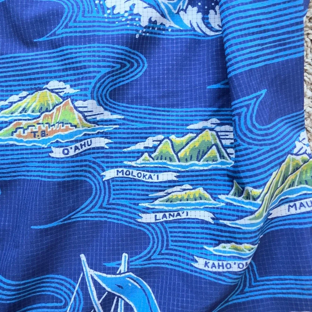 Tommy Bahama Swim Trunks Mens 3XLT Blue Hawaiian Island Map Tropical Surf Board